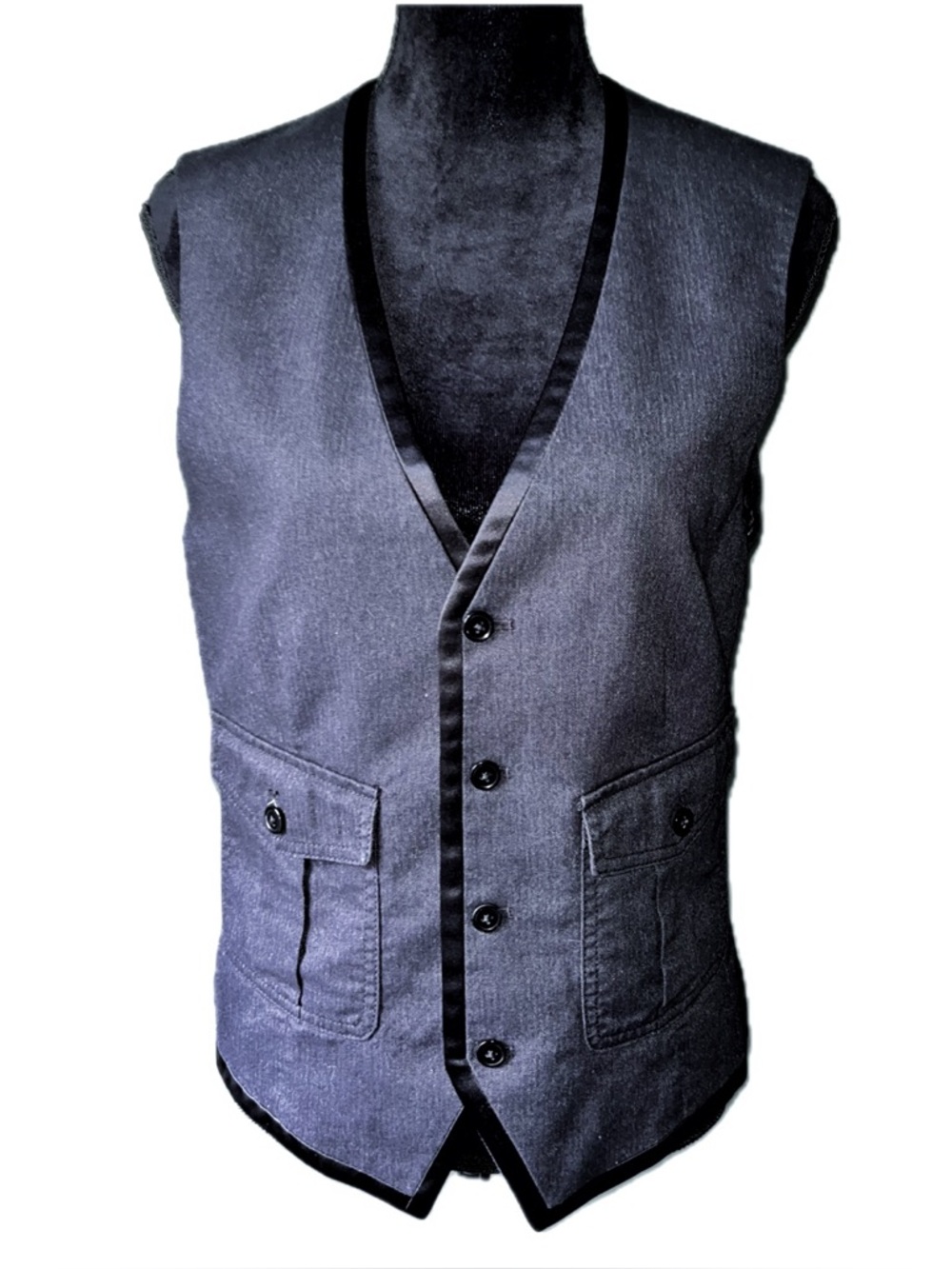 EXPRESS Menswear Charcoal Vest with Satin Adjustable Back & Piping Size Small